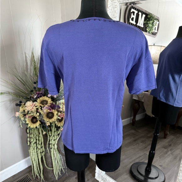 Nancy Bolen • Silk Blend Beaded Knit Blouse - Picture 4 of 8
